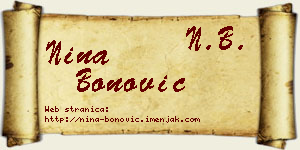 Nina Bonović vizit kartica